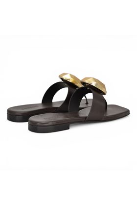 Infradito donna Donnarì in pelle colore testa di moro. DONNARI' | GD56B-TESTA DI MORO